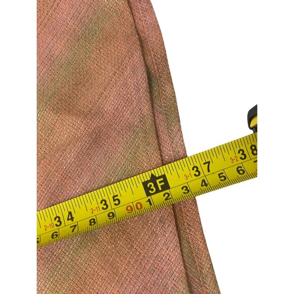 Zara Womens Midi Linen Skirt A-Line XS Pink Tan Plaid Drawstring 4043/077 NWT - Picture 14 of 15